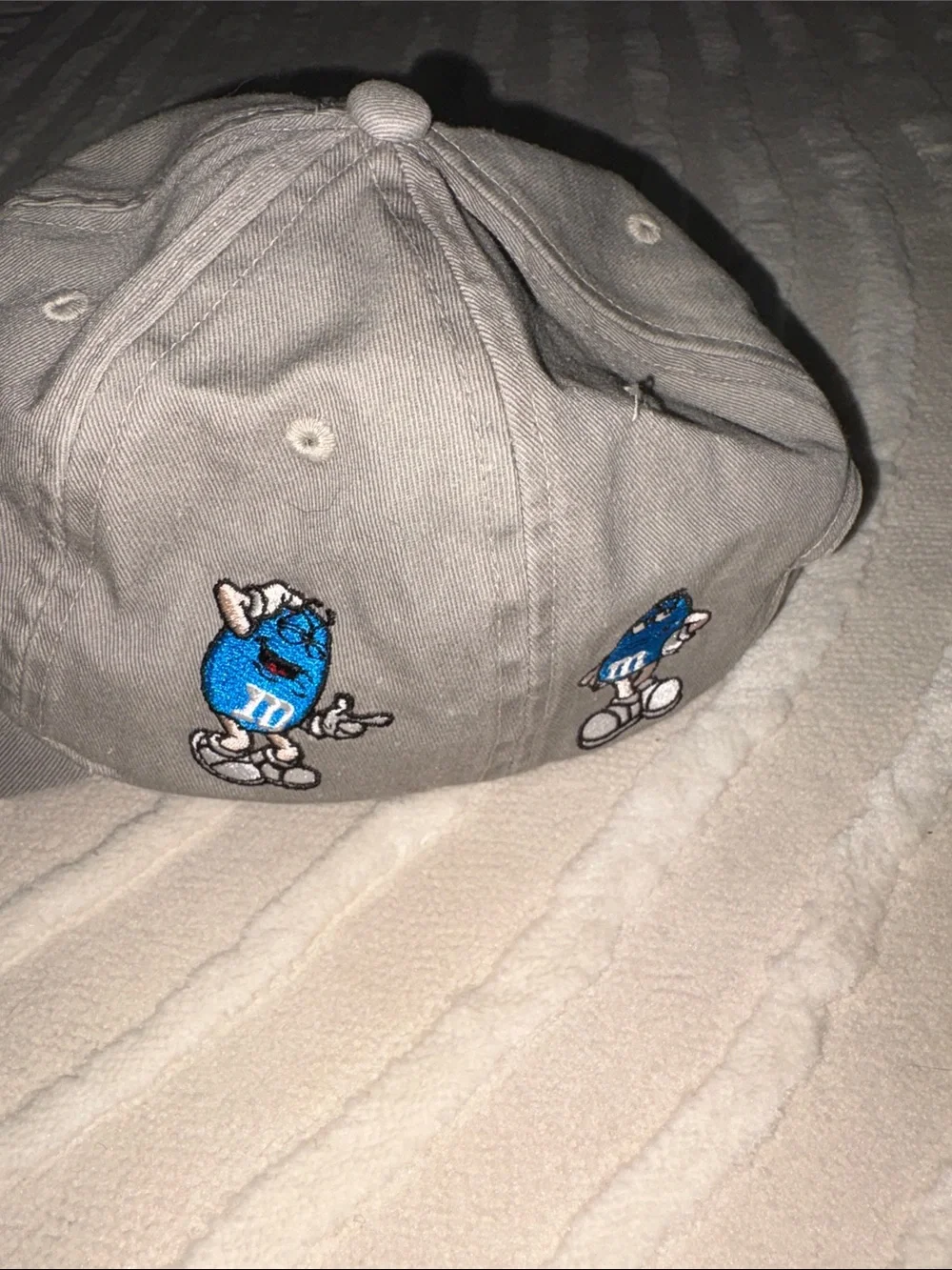 M&M'S Gray Baseball Cap with Blue M&M Character Embroidery